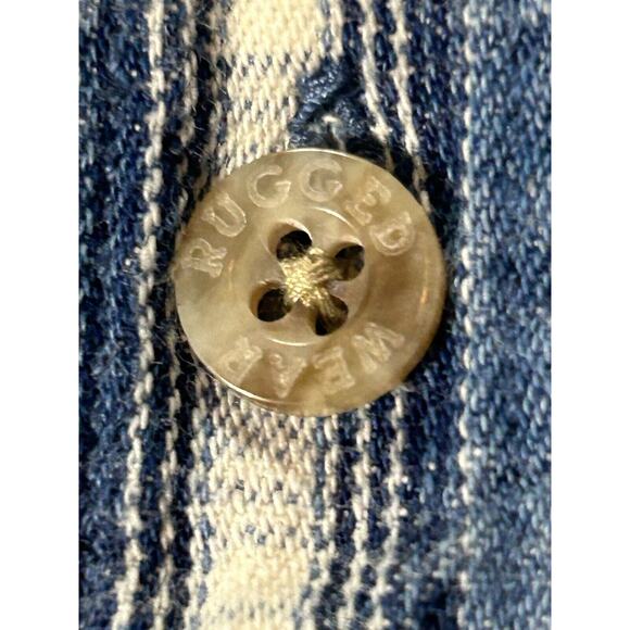 Vtg Wrangler Rugged Wear Shirt Mens Large Button Up Long Sleeve Western Striped - Picture 9 of 10